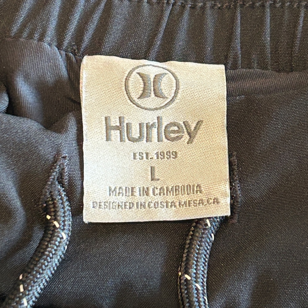Hurley Women’s Size Large Black Tropical Palm Athletic Shorts Drawstring - Picture 4 of 4